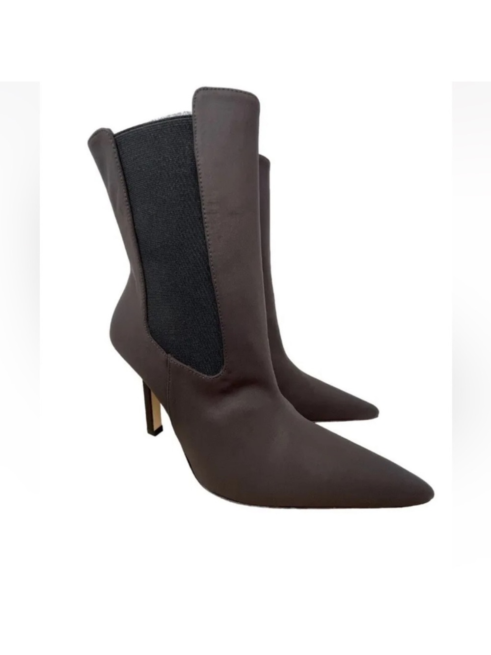 Good American High Kickstand Bootie Pull Up Neoprene Chocolate Brown